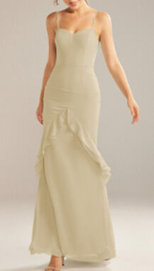 AW BRIDAL 12 L Champagne cream Claire bridesmaid formal party maxi dress NEW 0B6